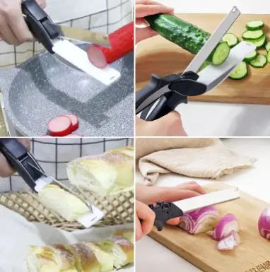EZChop 2-in-1 Stainless Steel Scissors & Cutting Board Knife